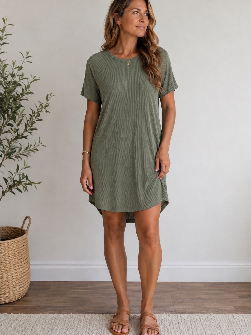 Sage Green Ribbed Twist Open Back High Low Dress Wanderlux Small